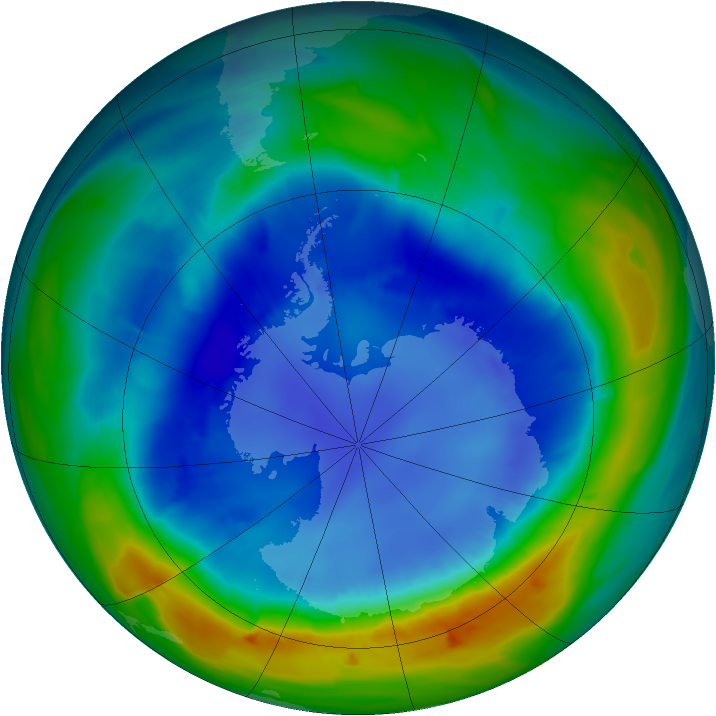 Antarctic ozone map for 28 August 2013